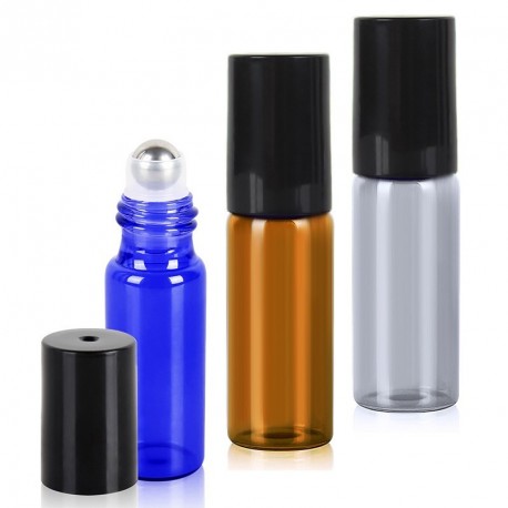 5ml-es mini golyós üveg fekete kupakkal