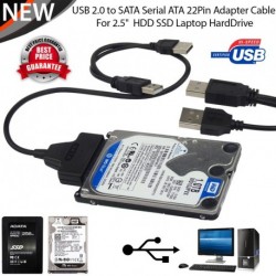 Dual USB 2.0 - 2.5inch 7 + 15 tűs SATA adat- és tápkábel adapter 2,5 " merevlemezhez HDD SSD