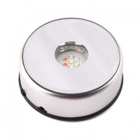 Egyedi kis kerek forgó kristály kijelző alap állvány tartó 7 LED fény