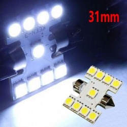 1db 31mm 9SMD LED-es belső világítás, kettős éles lámpa izzó fehér licencfény