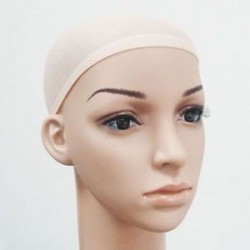 Bézs. 2PCS Elasztikus Unisex harisnya paróka bélés sapka Snood nylon Stretch Mesh bézs fekete