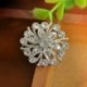 Ezüst virág - 3,5 cm - Ezüst virág - 3,5 cm Női esküvői menyasszonyi csokor bross Pin strasszos kristály virág bross