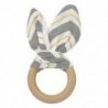 Szürke arany fehér - Szürke arany fehér Kézzel készített fa természetes bébi fogzás gyűrű Chewie teether nyuszi