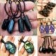 * 1 Természetes fekete turmalin Retro nyers drágakő medál Crystal kézzel szőtt Jet Stone