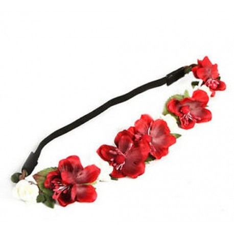 Piros Boho stílus elegáns virágos virág rózsa haj koszorúk fejpánt haj zenekar esküvői