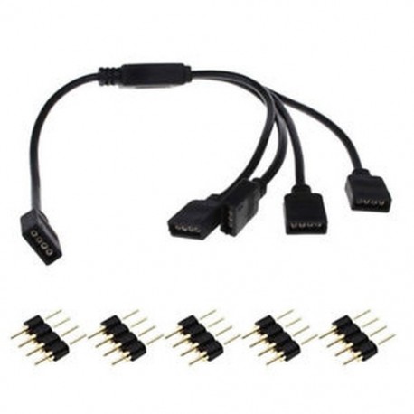 1-4 4Pin RGB LED Splitter csatlakozó Huzal kábel Aadapter csatlakozó 3528 5050 Led szalaghoz