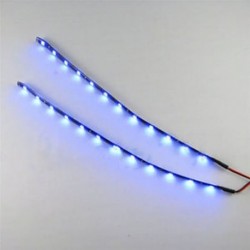 Kék Vízálló meleg 2PC 12 LED 30cm 5050 SMD LED csík könnyű rugalmas 12V autó dekor
