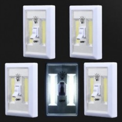 1 PACK 5 PACK COB LED fali kapcsoló Vezeték nélküli szekrény Akkumulátoros éjszakai fény akkumulátor működik