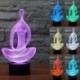 3D USB LED Jóga Meditáció Éjszakai fény táblázat Asztali dekoráció 7 színes változás íróasztal ajándék