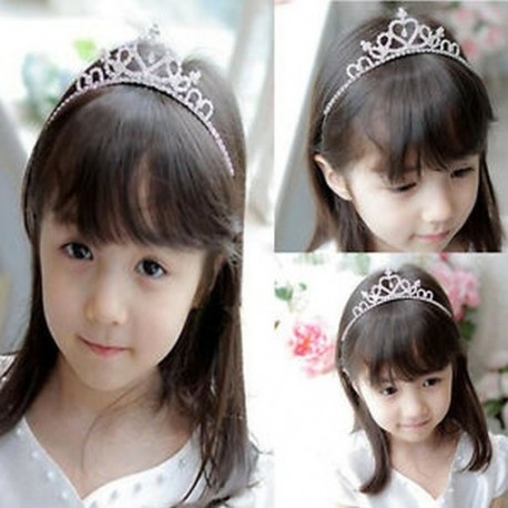 Lányok strasszos kristály Tiara haj zenekar gyerek menyasszonyi hercegnő Prom korona fejpánt