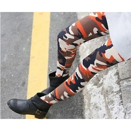 narancs Retro nők Punk Funky szexi Camo hadsereg álcázás Stretchy Skinny leggings nadrág