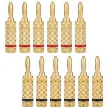 6X (Wg-3333 24K aranyozott hangszóró banán dugókkal zárt csavarral (6 pár (Y8D8)