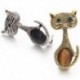 Arany - Vintage opal macska szem bross csapok nőknek aranyos állati brossok Esküvői Par G2J3