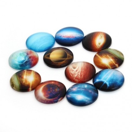 10db / tétel Keverék Szín Üveg Cabochon Sík univerzum Csillagos ég DIY kézműves Q1J8