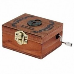 Finom, retro, fából készült zenei dobozos kézifutó dallammemória (szívzár) H8F4