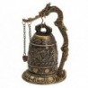 6X (Nemzeti Kézzel készített sárgaréz harang faragott sárkány buddhista buddha órája Bronz J8Y7