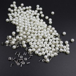 200PC 6mm utánzat Gyöngyszegecsek DIY ruházat kiegészítők Gyöngyszegecs tüskék L0K6