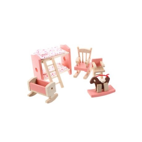 2X (Fa bútorokkal berendezett szoba szett a Doll`s House gyermekjátékához F2R6)