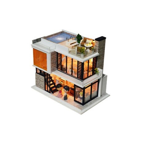 3X (Doll House Diy miniatűr fa miniatűr bábház bútor úszás N6N2