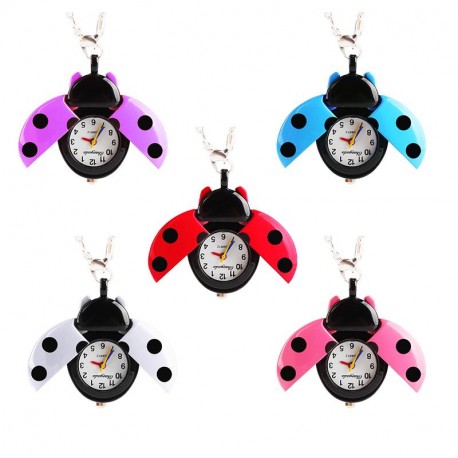 1db Női lány katica alakú nyaklánc zsebóra