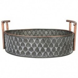 3X (európai kézműves kerek antik dekoratív tálca Retro DE6Y1 fogantyúval