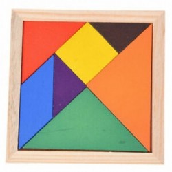 Oktatási, fából készült, hét darab puzzle, Tangram agy-ugratók babajáték P9A1