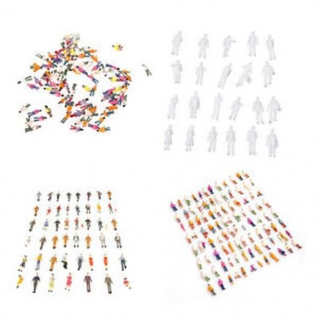 100X 1: 100 2. típusú - 100x HO méretarányú fehér keverékű festett modell-vonat-park utas utasai BEB