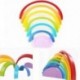 3X (7 db / tétel, színes, fa szivárványos építőelemek, játékok, fa blokkok, kör T8G6