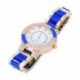 6X (női arany színű műanyag strasszos digitális kvarc karóra kék H8J8)