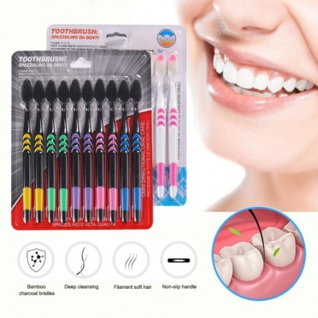 10 db / csomag bambusz faszén Nano fogkefe fogászati ápolás fogak tisztító kefe szerszámai