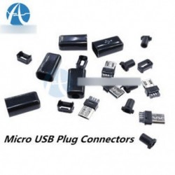 10db DIY Micro USB-dugaszoló csatlakozó készlet fekete / fekete