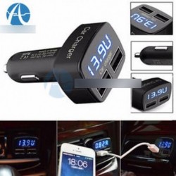 4 In 1 Dual USB autós töltő adapter feszültség DC 5V 3.1A tesztelő iPhone Tablet