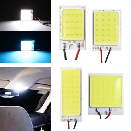12 V-os, 24SMD COB LED-es panel Autó belső tér olvasólámpa izzó fény kupola T10 adapterrel festoon alap