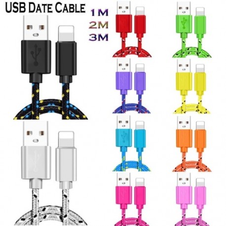 USB dátumkábel 1m 2m nylon fonott gyors töltő kábel USB töltő kábel iphone-hoz