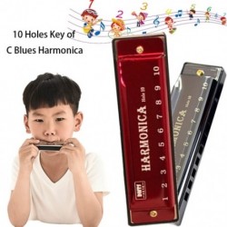 10 lyukas Harmonica C Key Blues Metal Harmonica hangszer oktatójáték tokkal gyerekeknek kezdőknek