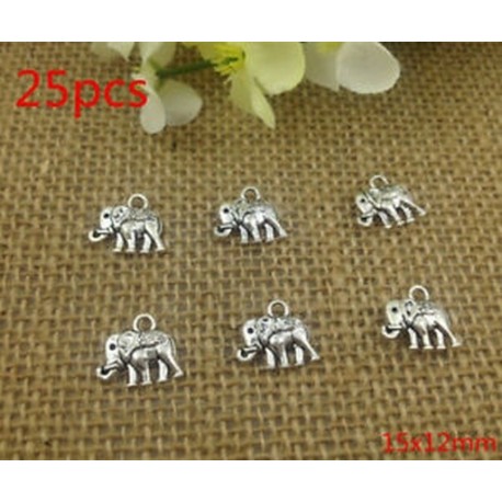 75db Tibet ezüst Retro stílusú ötvözet Charm medál Lovely elefánt 15x12mm