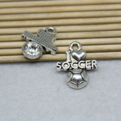 30db tibeti ezüst I LOVE foci Charm Medál gyöngy ékszerek készítése 16 * 20mm