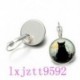 Fekete macska hold üvegben cabochon (18 mm) kar hátsó fülbevalók ezüst női ékszerek