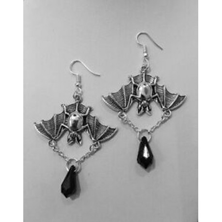Lógó denevérek, gótikus, halloween fülbevalók, ajándék, ezüst ékszerek