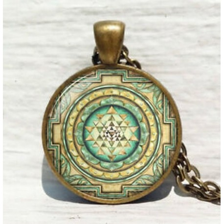 Sri yantra medál, Szent geometriai ékszerek, Sri yantra ékszerek, Férfi ékszerek