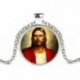 F86 ezüst Jesus - Keresztény Jézus Krisztus Szűz Mária álló üveg fotó medál nyaklánc