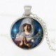 F86 ezüst Jesus - Keresztény Jézus Krisztus Szűz Mária álló üveg fotó medál nyaklánc