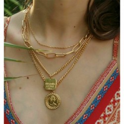 * 2 Etnikai cigány Boho arany nyak ... - Többrétegű divat Női Boho ötvözet kulcscsont choker nyaklánc báj lánc