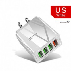 Amerikai csatlakozó (fehér) - USA / EU / Egyesült Királyság 4 portos QC3.0 gyors gyorstöltő USB hub fali töltő