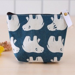 jegesmedve - Női érme kulcstartó tok kis Retro vászon pénztárca Mini táska cipzáros pénztárca