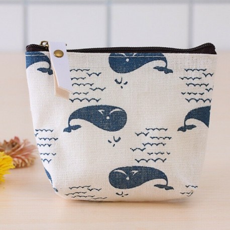 kis hal - Női érme kulcstartó tok kis Retro vászon pénztárca Mini táska cipzáros pénztárca