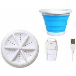 3 az 1-ben továbbfejlesztett verzió - ABS vödör típusú mini hordozható mosógép ruha mosógép kék