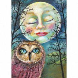 Nincs szín - Gyémántfestés Arc Holdmadár barkács teljes körű fúró falikép 30x40cm