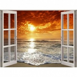 4 * külső ablak / 30 * 40 cm - 5D barkács kerek gyémántfestő díszlet külső ablak strasszos mozaik készlet