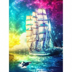 Nincs szín - 5D barkács színes vitorlás teljes körű fúró mozaik kép gyémántfestés